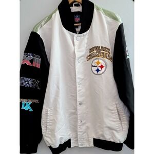 Pittsburg Steelers Super Bowl Jacket 6X Champions NFL Varsity Style Blk/White L